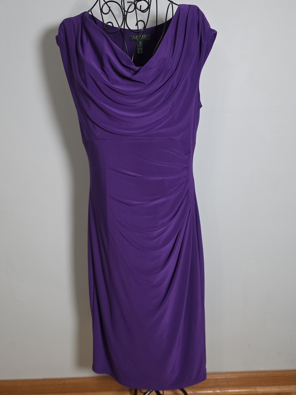 Lauren Ralph Lauren Purple Ruched Draped Dress 14
